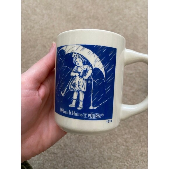 Vintage Morton Salt Collectible Coffee Mug Cup When It Rains It Pours - Set of 3 - Picture 2 of 10